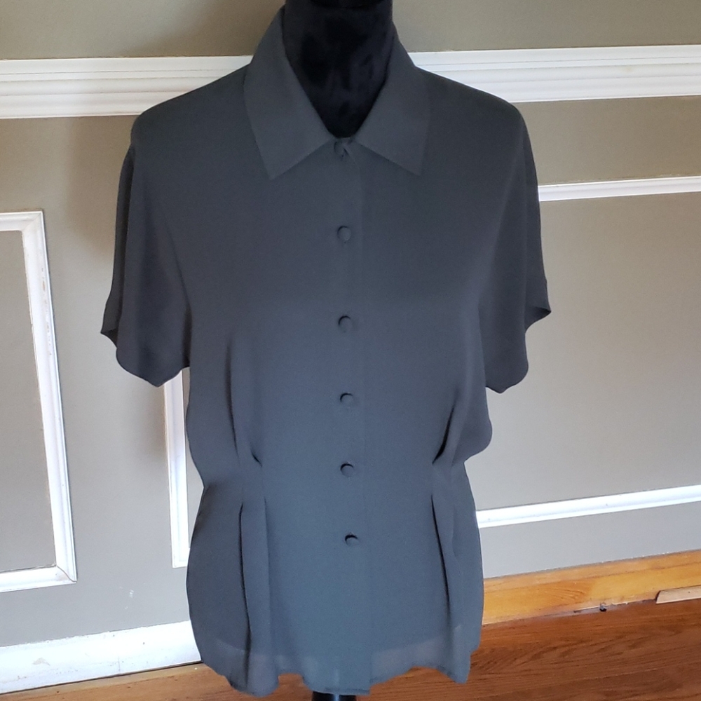Vintage Rena Rowan Olive Green Blouse